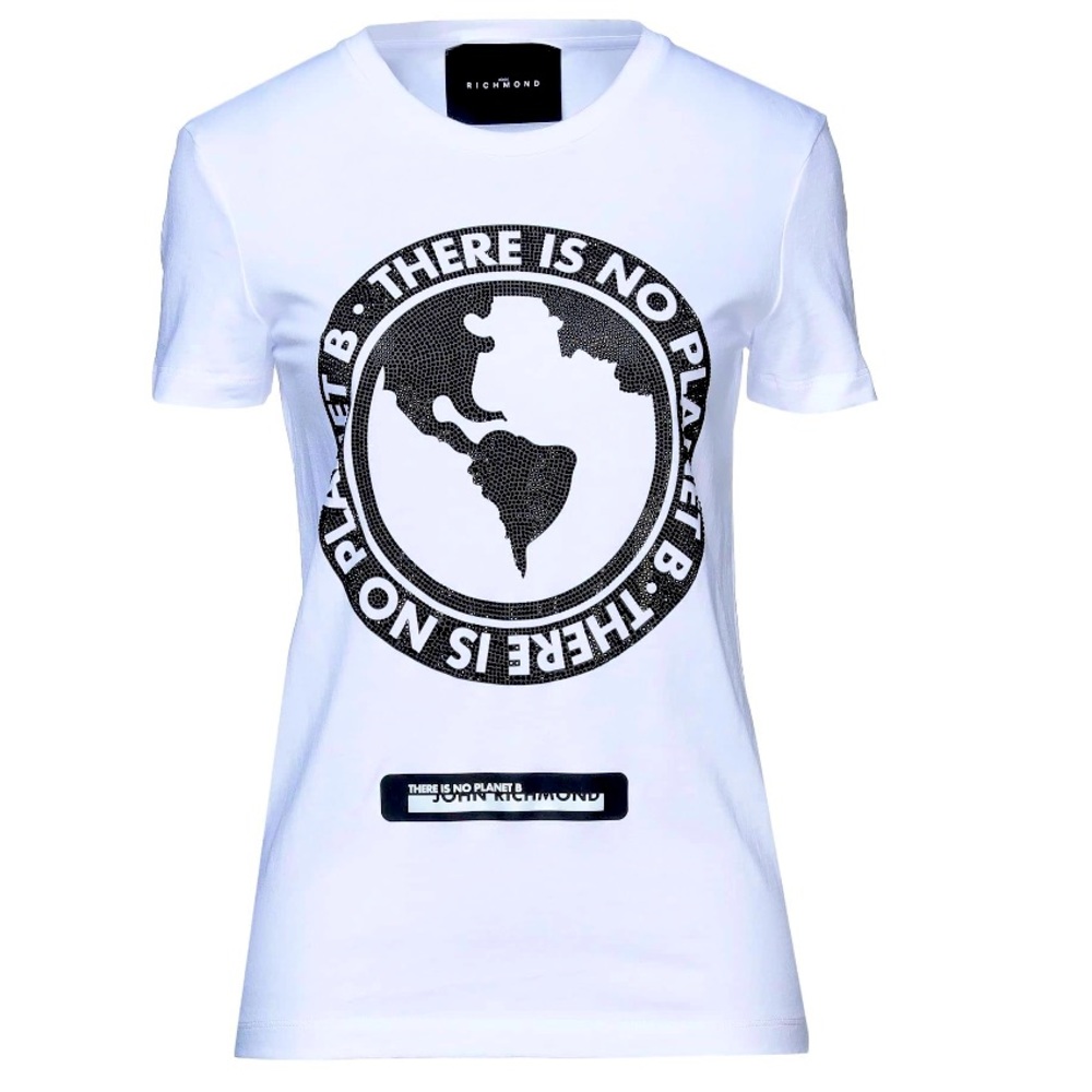 ⭐️ JOHN RICHMOND ⭐️”THERE IS NO PLANET B” WHITE JERSEY TSHIRT SIZE: S
